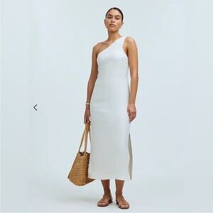 Madewell one shoulder linen midi dress